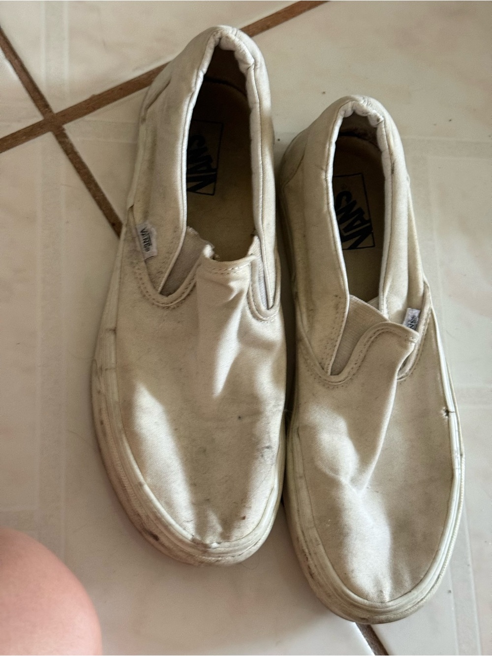 Vans Men's Slip-On Canvas Shoes in Off-White